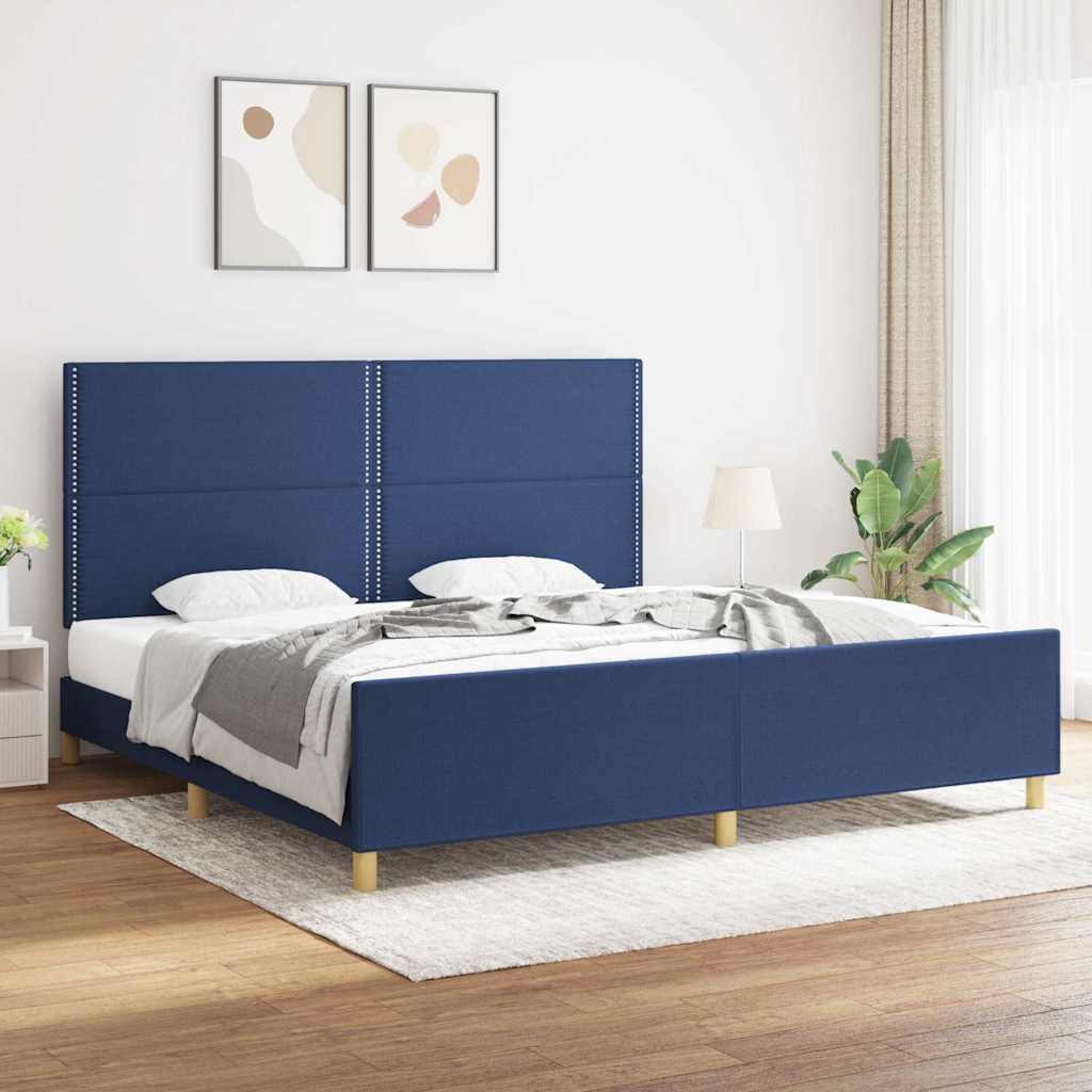 Bettgestell ohne Matratze Blau 200x200 cm Stoff