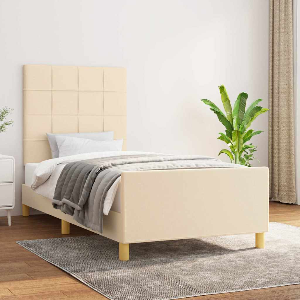 Bettgestell ohne Matratze Creme 80x200 cm Stoff