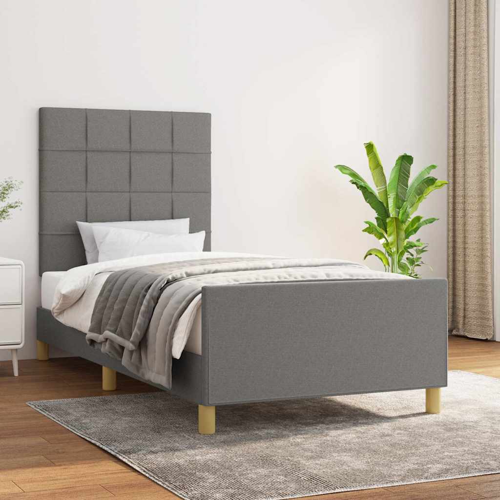 Bettgestell ohne Matratze Dunkelgrau 90x190 cm Stoff