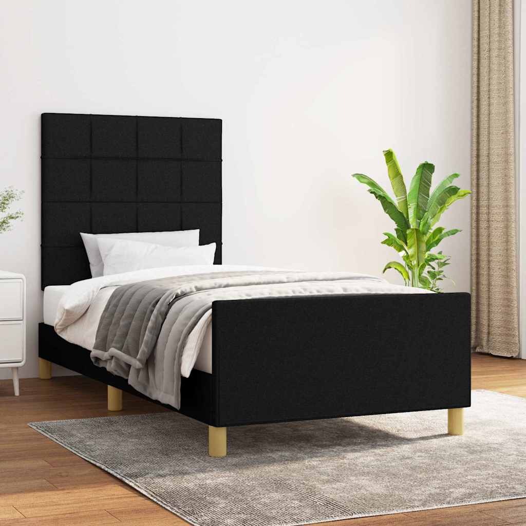 Bettgestell ohne Matratze Schwarz 90x190 cm Stoff