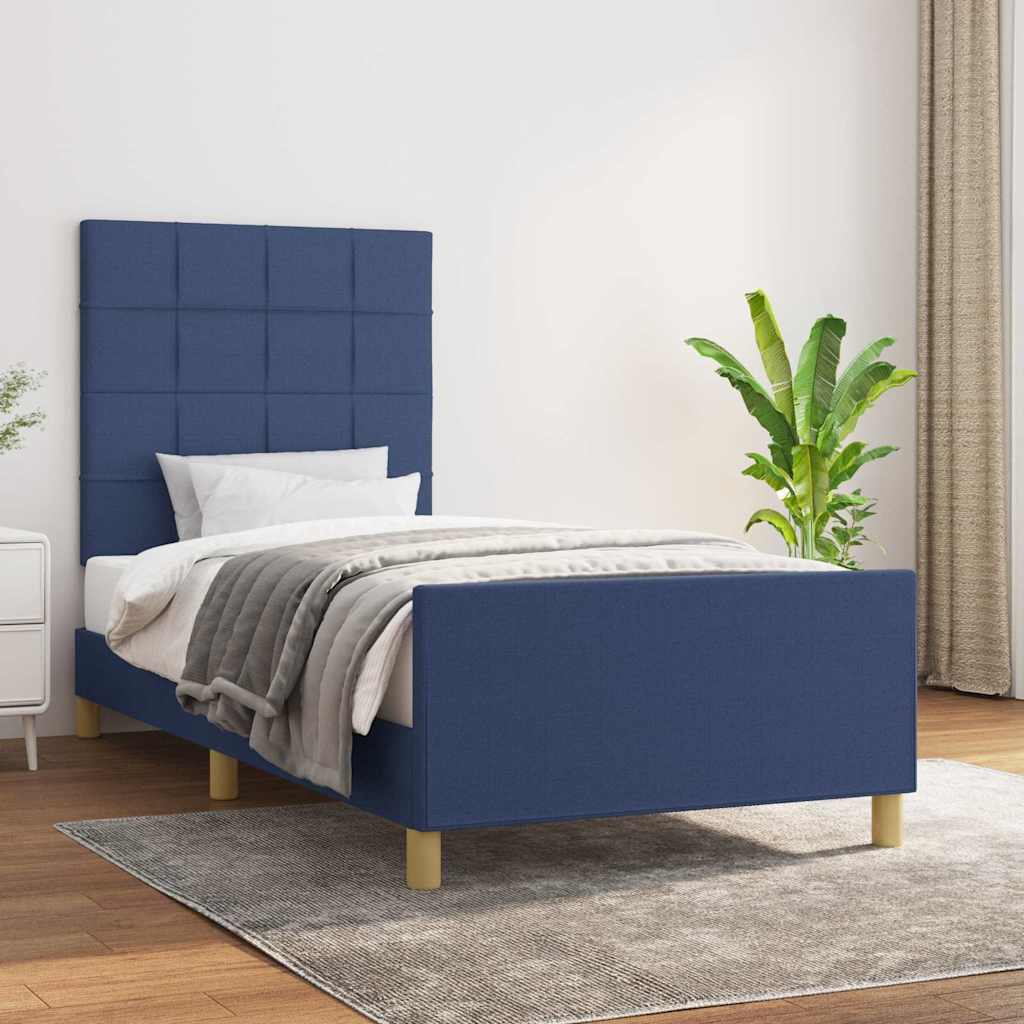 Bettgestell ohne Matratze Blau 90x200 cm Stoff