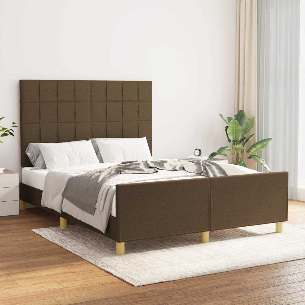 Bettgestell ohne Matratze Dunkelbraun 140x200 cm Stoff