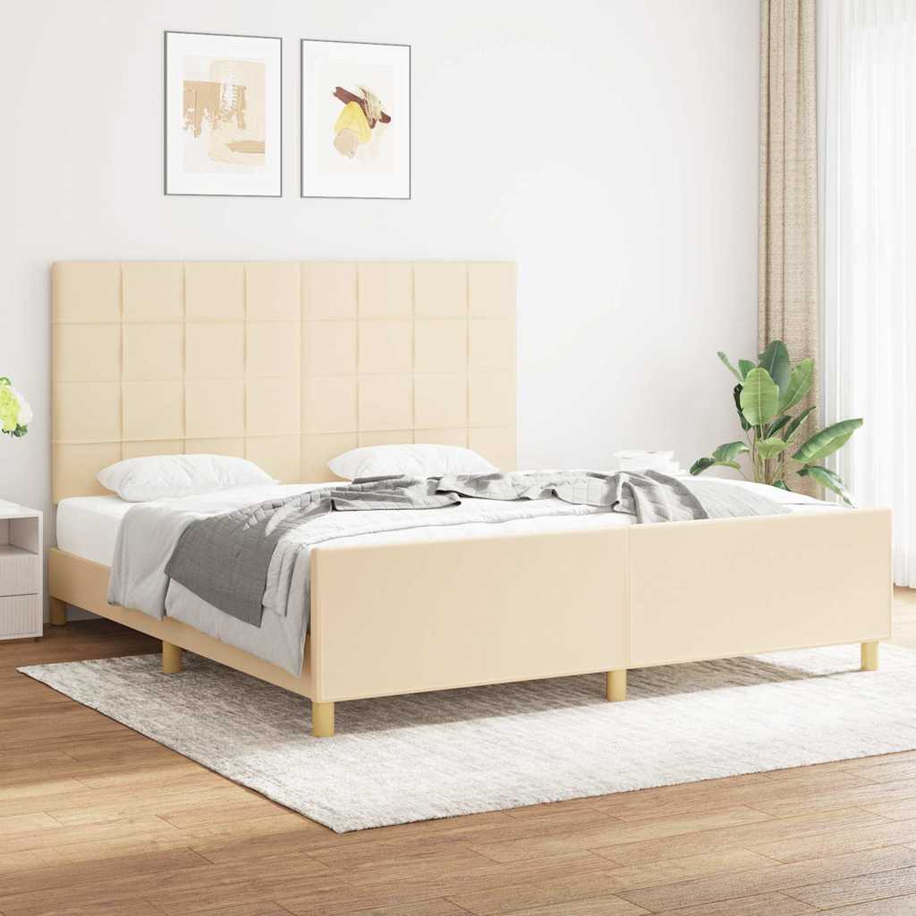 Bettgestell ohne Matratze Creme 180x200 cm Stoff