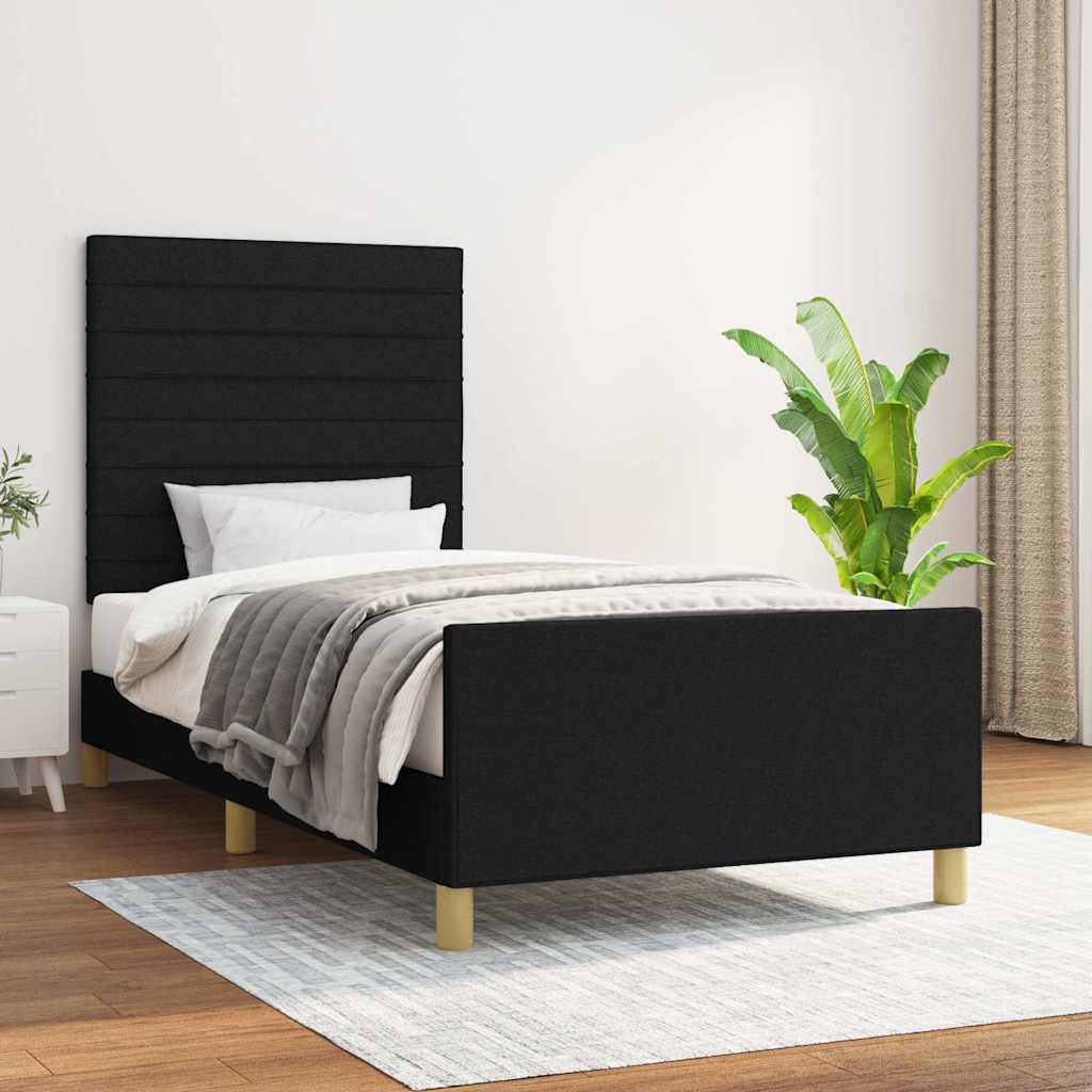 Bettgestell ohne Matratze Schwarz 90x190 cm Stoff