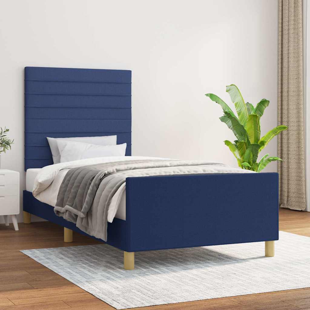 Bettgestell ohne Matratze Blau 90x200 cm Stoff