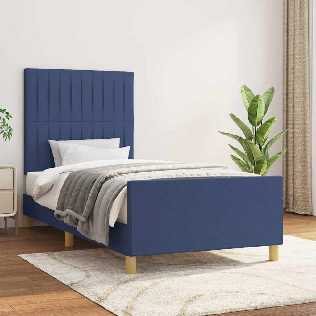 Bettgestell ohne Matratze Blau 100x200 cm Stoff