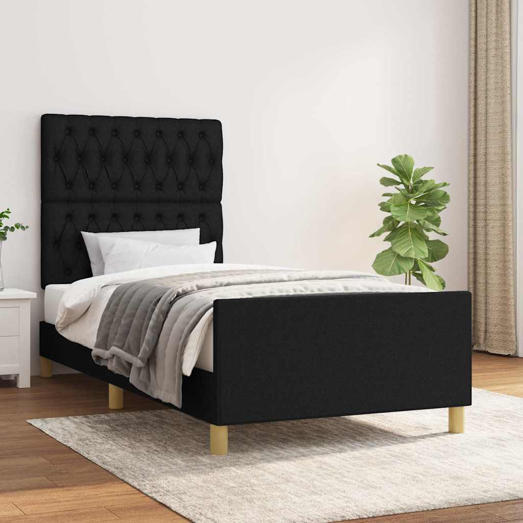 Bettgestell ohne Matratze Schwarz 90x190 cm Stoff