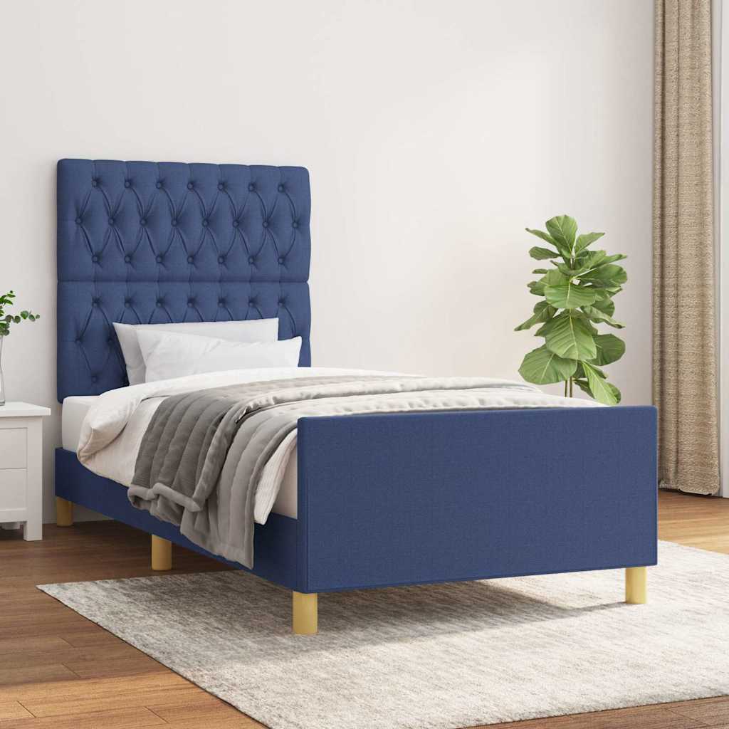 Bettgestell ohne Matratze Blau 90x190 cm Stoff