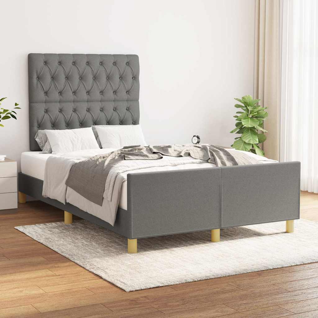 Bettgestell ohne Matratze Dunkelgrau 120x200 cm Stoff