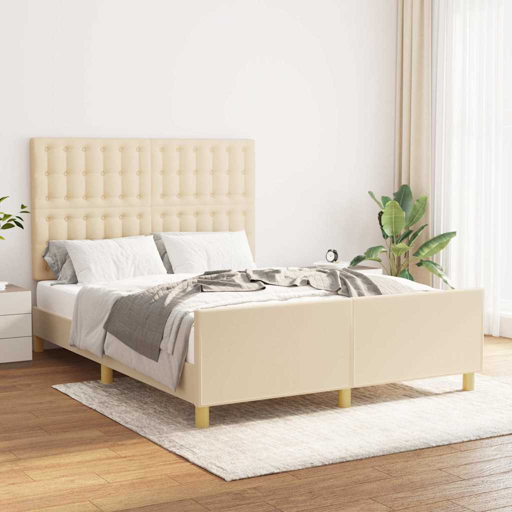 Bettgestell ohne Matratze Creme 140x190 cm Stoff