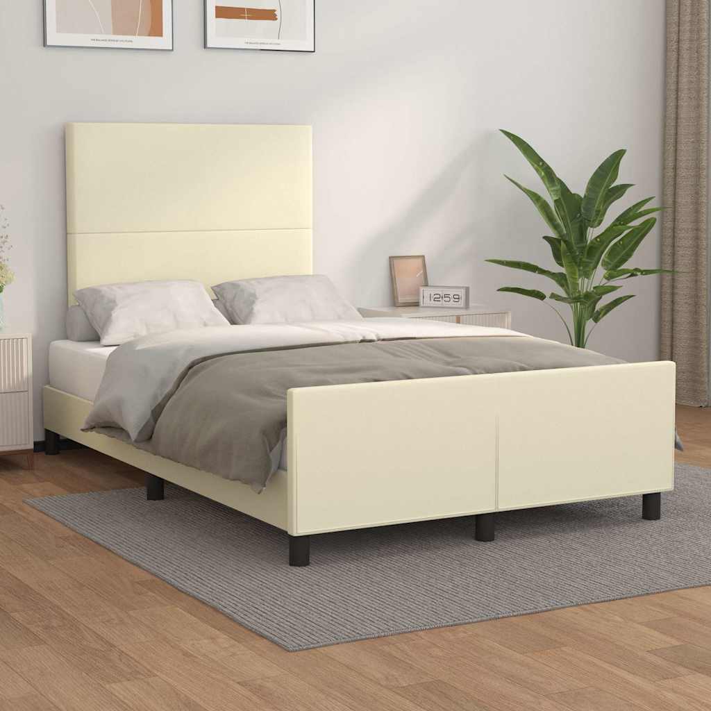 Bettgestell mit Kopfteil Creme 120x200 cm Kunstleder