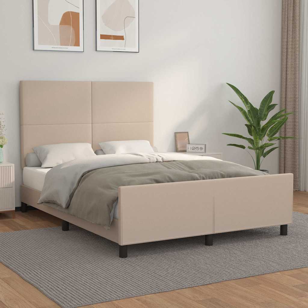 Bettgestell mit Kopfteil Cappuccino-Braun 140x190 cm Kunstleder