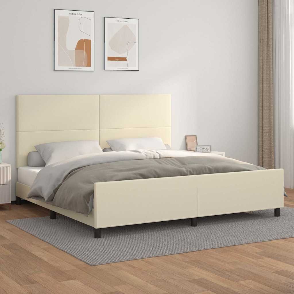 Bettgestell mit Kopfteil Creme 200x200 cm Kunstleder