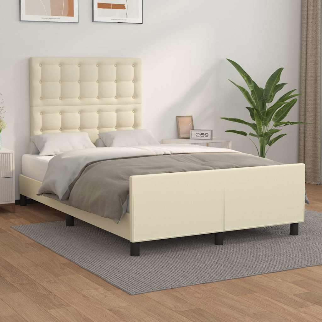 Bettgestell mit Kopfteil Creme 120x200 cm Kunstleder