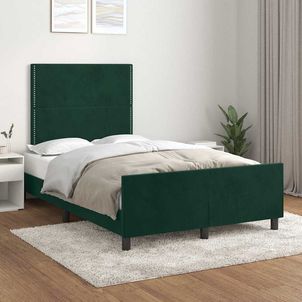 Bettgestell ohne Matratze Dunkelgrün 120x200 cm Samt