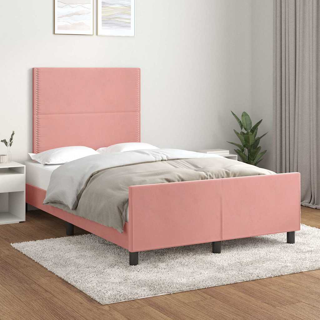 Bettgestell mit Kopfteil Rosa 120x200 cm Samt
