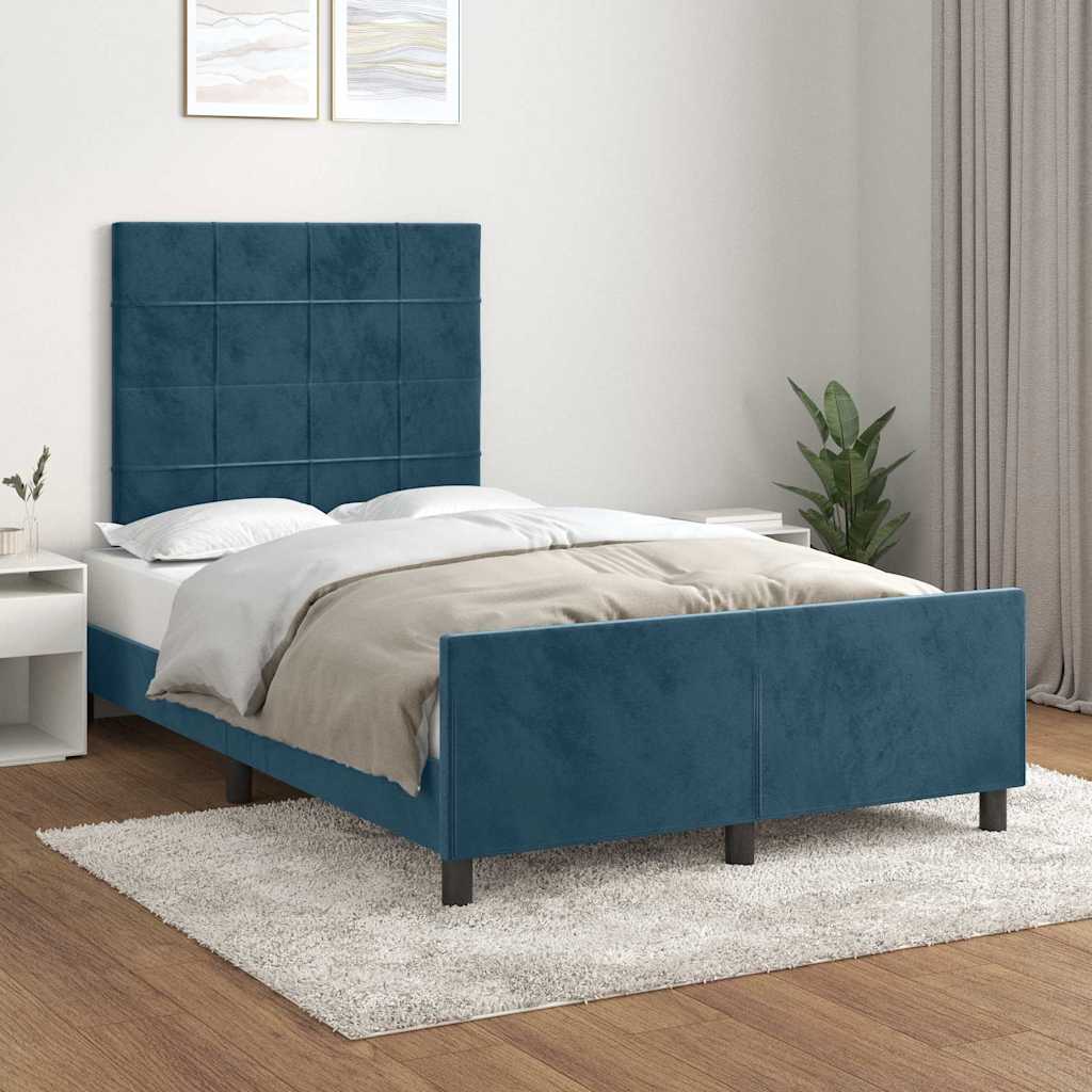 Bettgestell ohne Matratze Dunkelblau 120x200 cm Samt