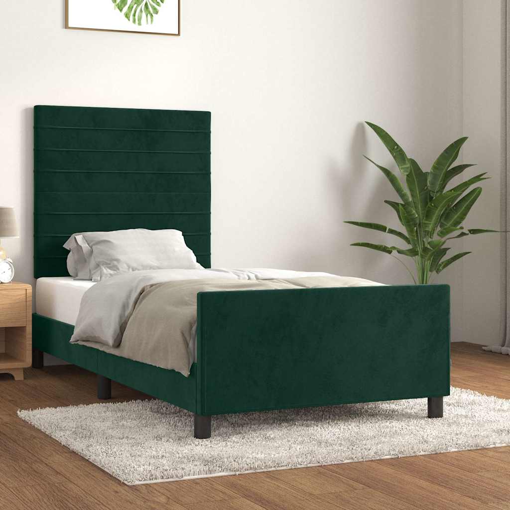 Bettgestell ohne Matratze Dunkelgrün 80x200 cm Samt