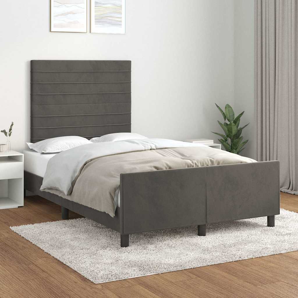 Bettgestell ohne Matratze Dunkelgrau 120x200 cm Samt