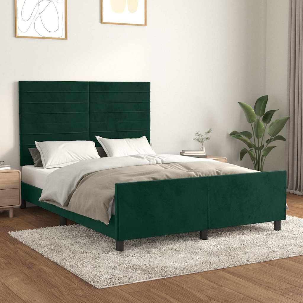 Bettgestell ohne Matratze Dunkelgrün 140x190 cm Samt