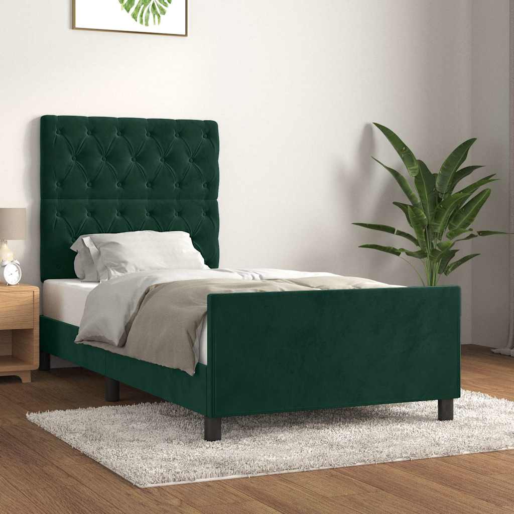 Bettgestell ohne Matratze Dunkelgrün 80x200 cm Samt