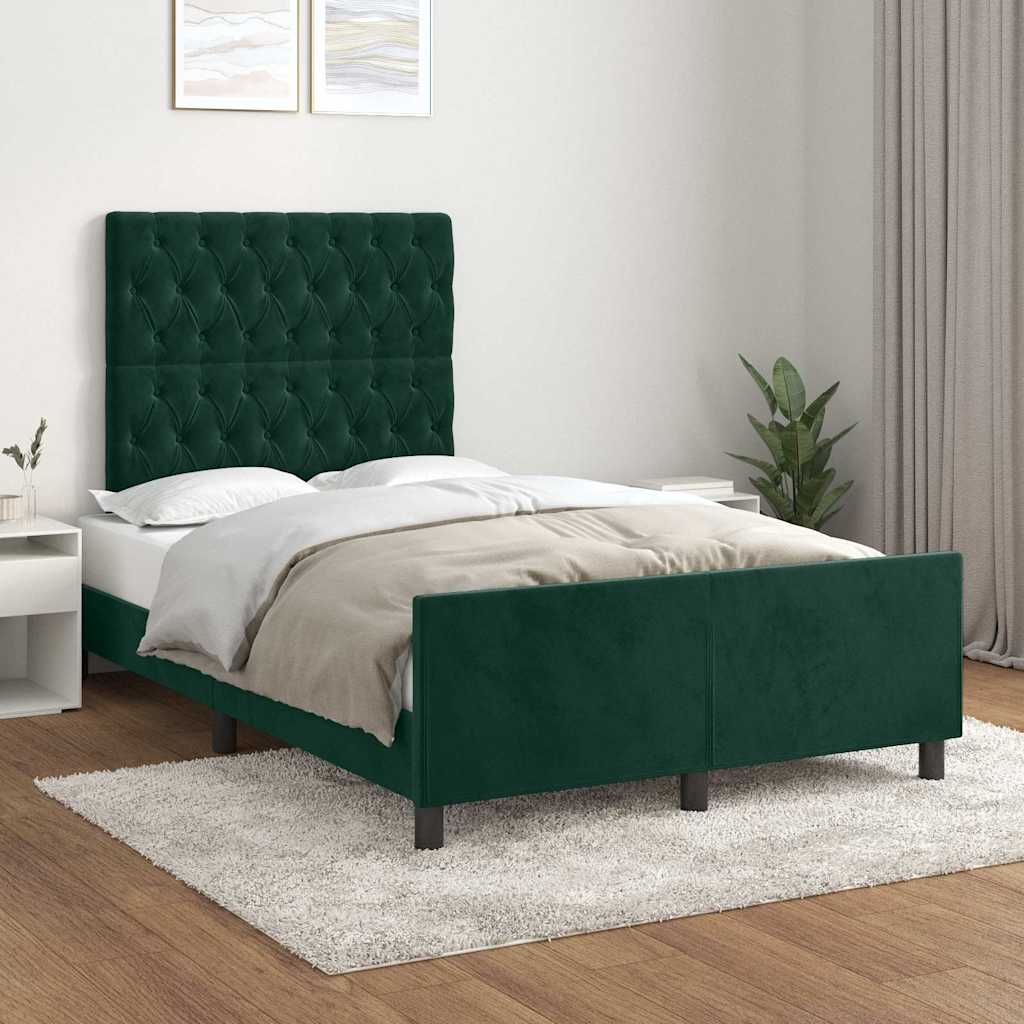 Bettgestell ohne Matratze Dunkelgrün 120x200 cm Samt