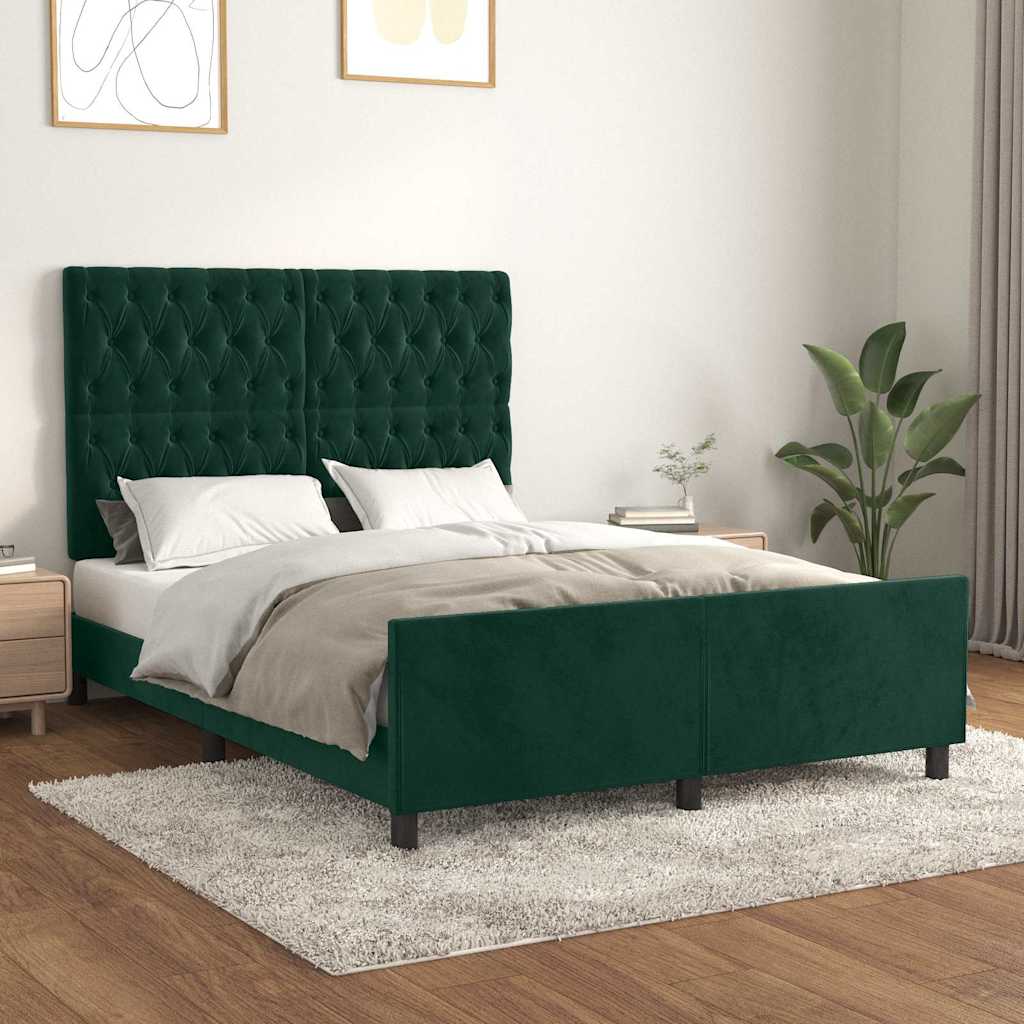 Bettgestell ohne Matratze Dunkelgrün 140x190 cm Samt