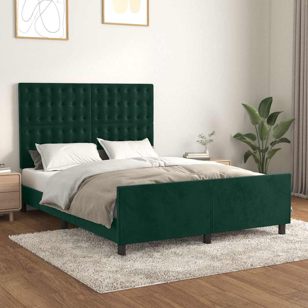 Bettgestell ohne Matratze Dunkelgrün 140x200 cm Samt
