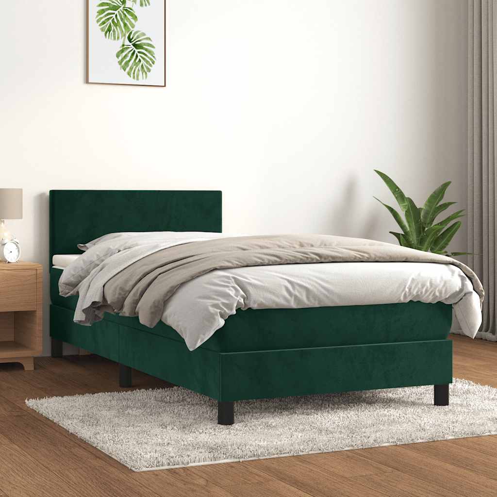 Boxspringbett mit Matratze Dunkelgrün 100x200 cm Samt