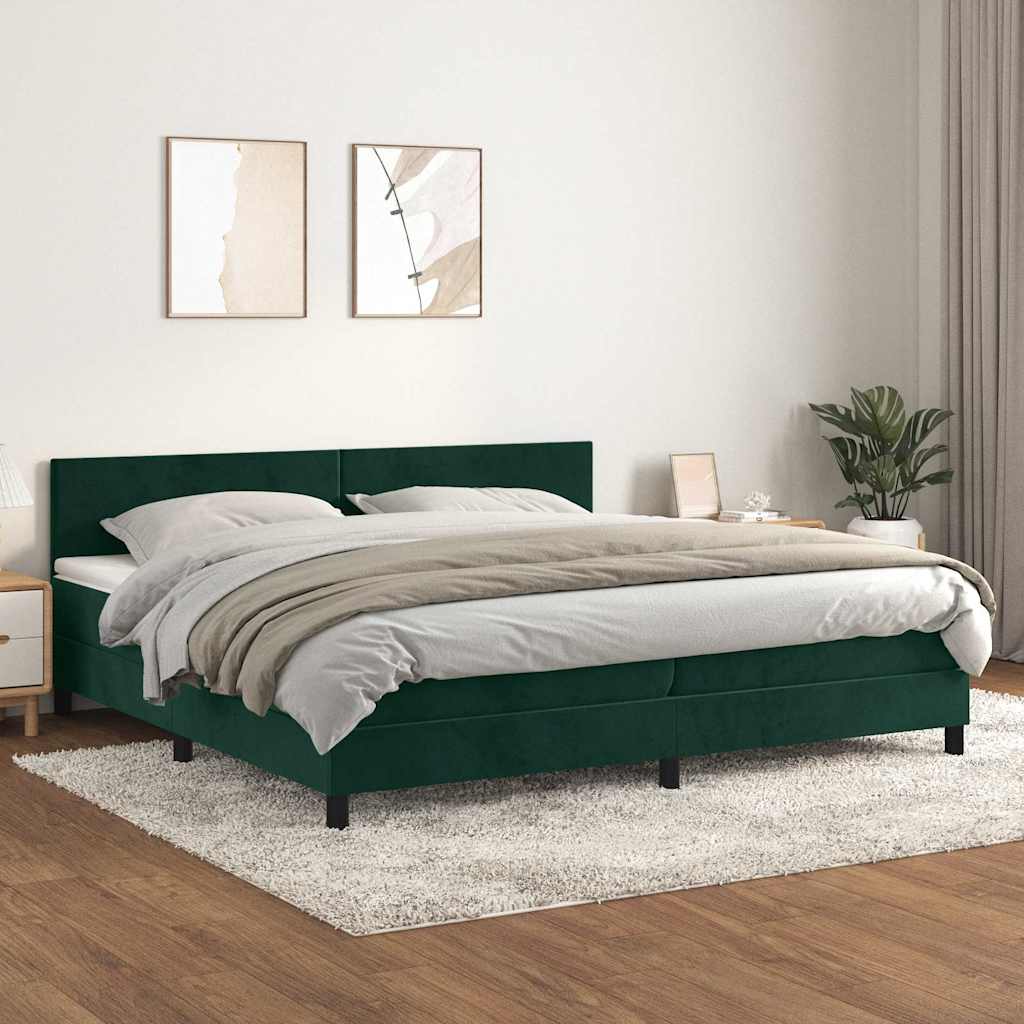 Boxspringbett mit Matratze Dunkelgrün 200x200 cm Samt