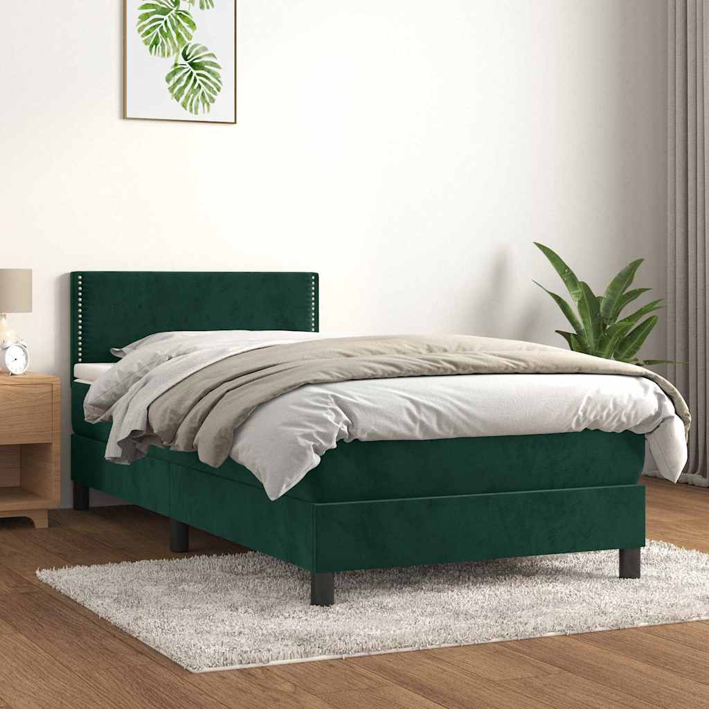 Boxspringbett mit Matratze Dunkelgrün 80x200 cm Samt