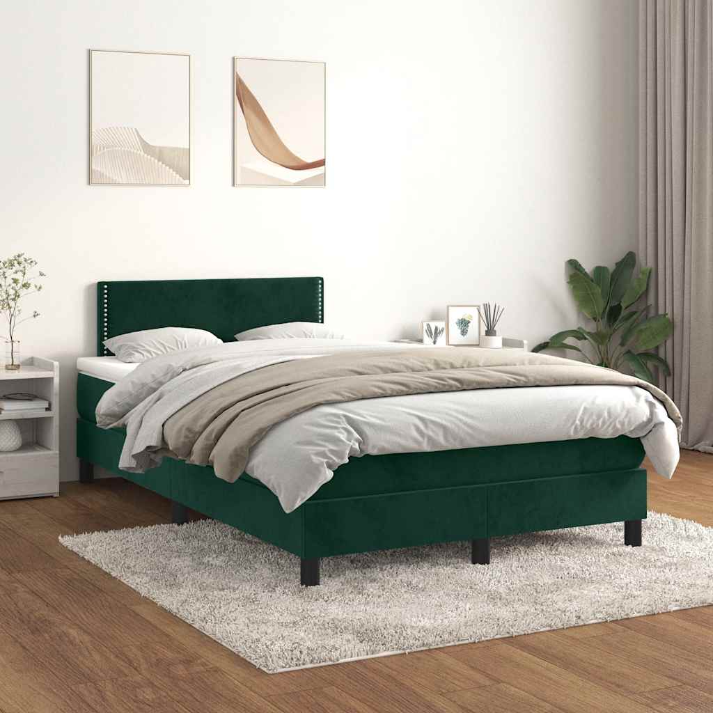 Boxspringbett mit Matratze Dunkelgrün 120x200 cm Samt
