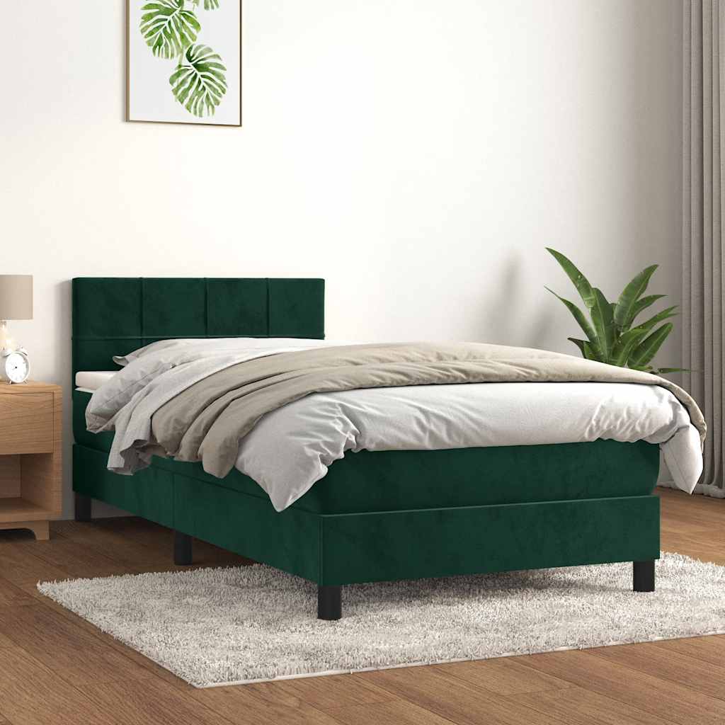 Boxspringbett mit Matratze Dunkelgrün 80x200 cm Samt