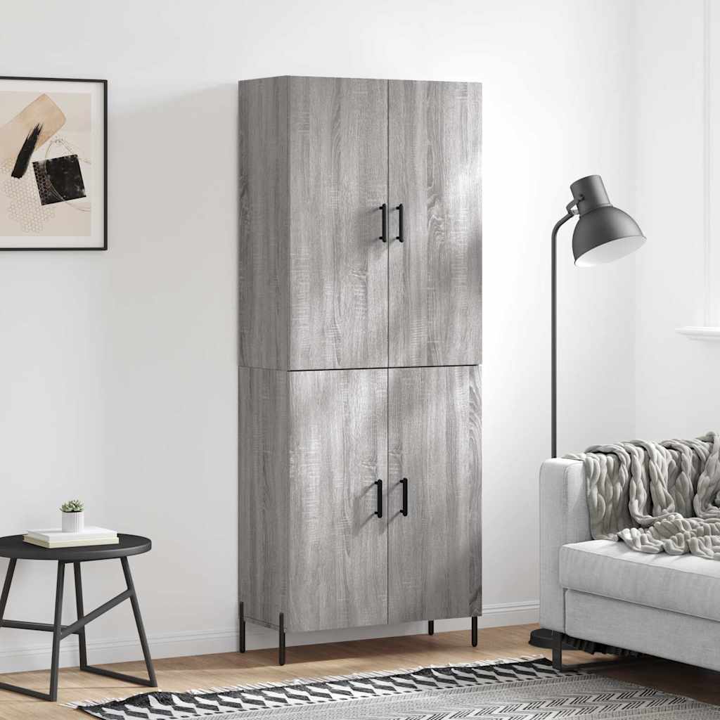 Highboard Grau Sonoma 69,5x34x180 cm Holzwerkstoff