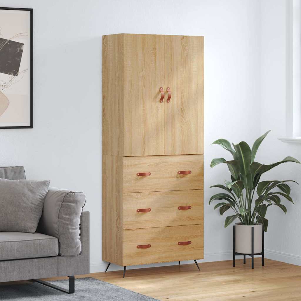 Highboard Sonoma-Eiche 69,5x34x180 cm Holzwerkstoff