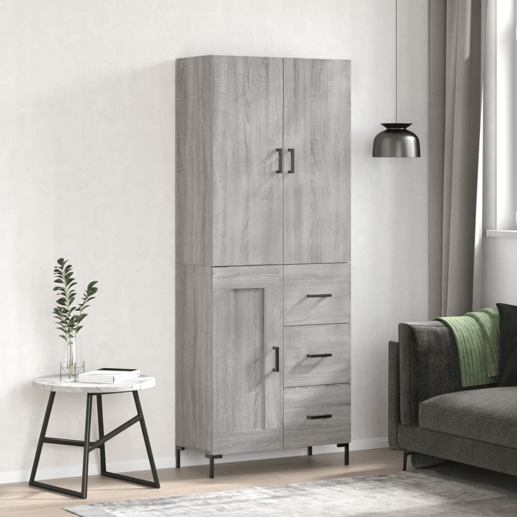 Highboard Grau Sonoma 69,5x34x180 cm Holzwerkstoff