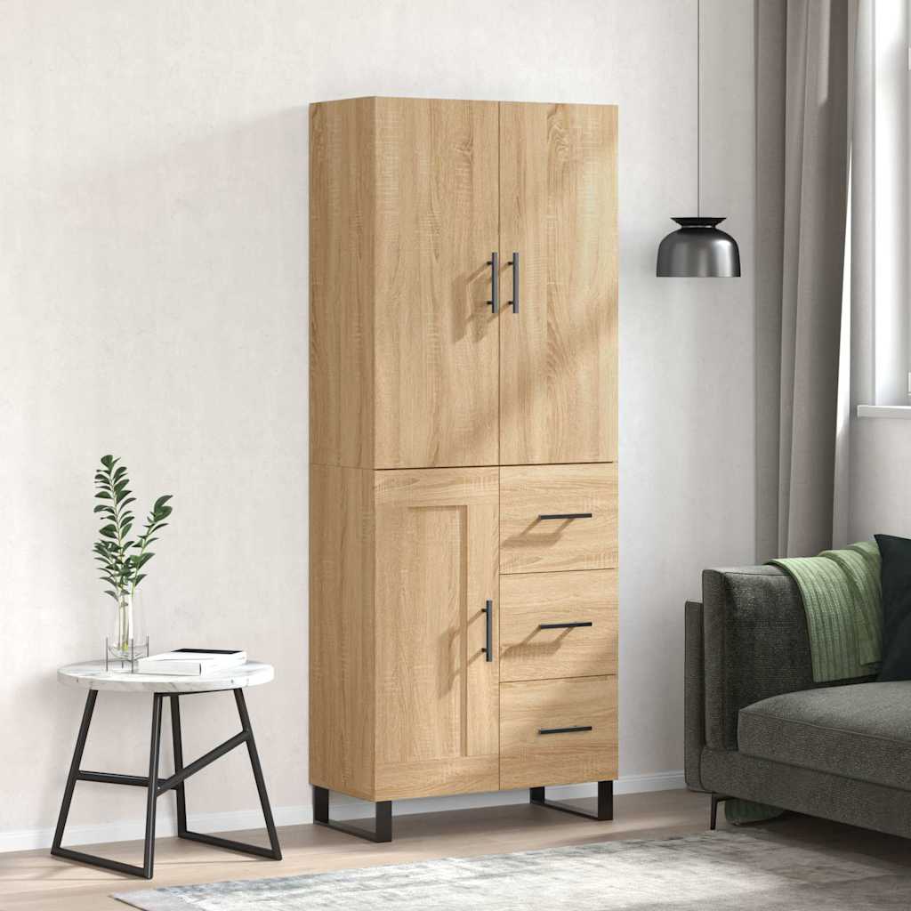 Highboard Sonoma-Eiche 69,5x34x180 cm Holzwerkstoff