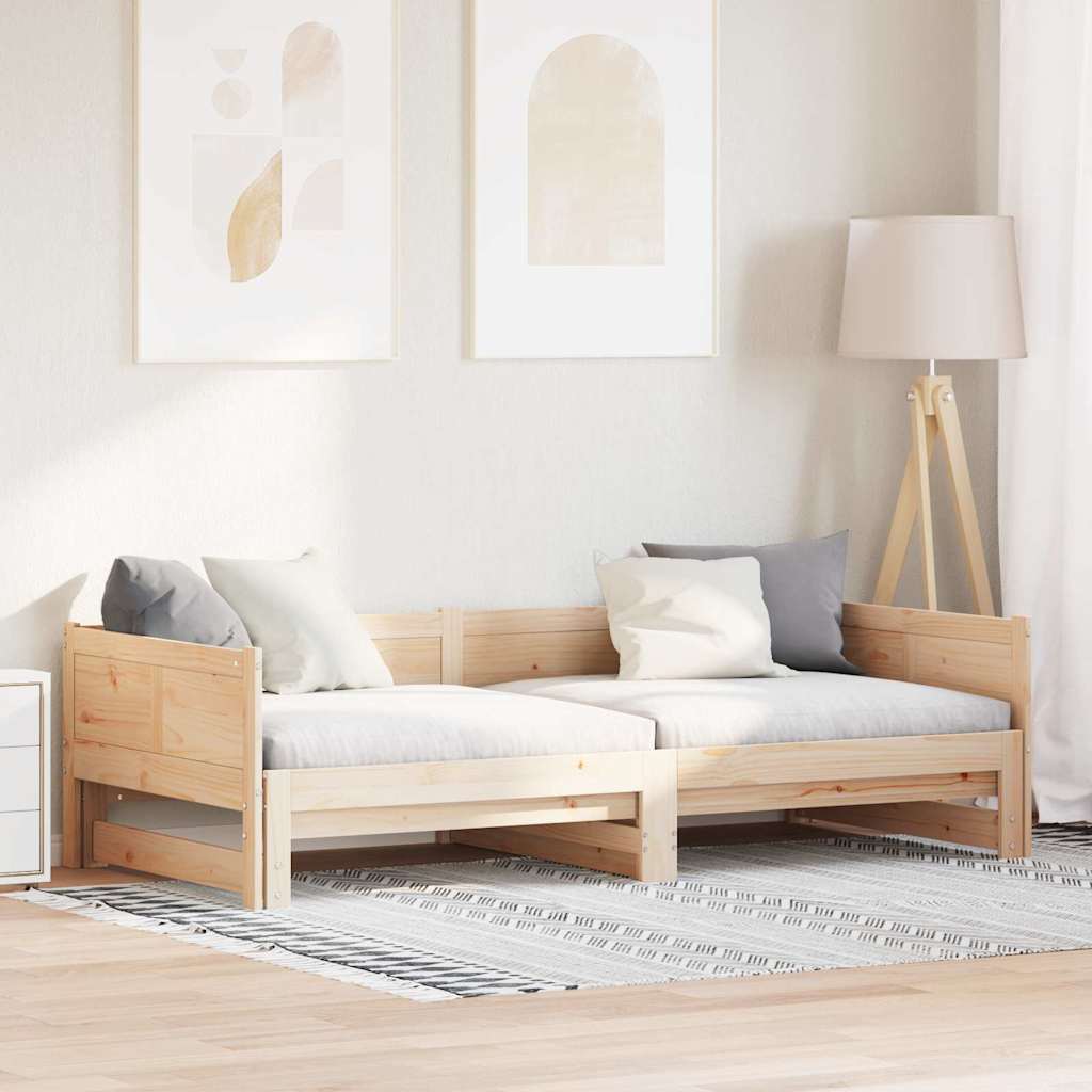 Ausziehbares Tagesbett Natur 203,5 x 184 x 56,5 cm