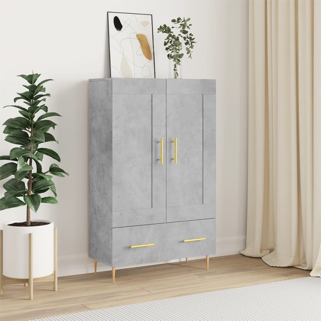 Highboard Betongrau 69,5x31x115 cm Holzwerkstoff