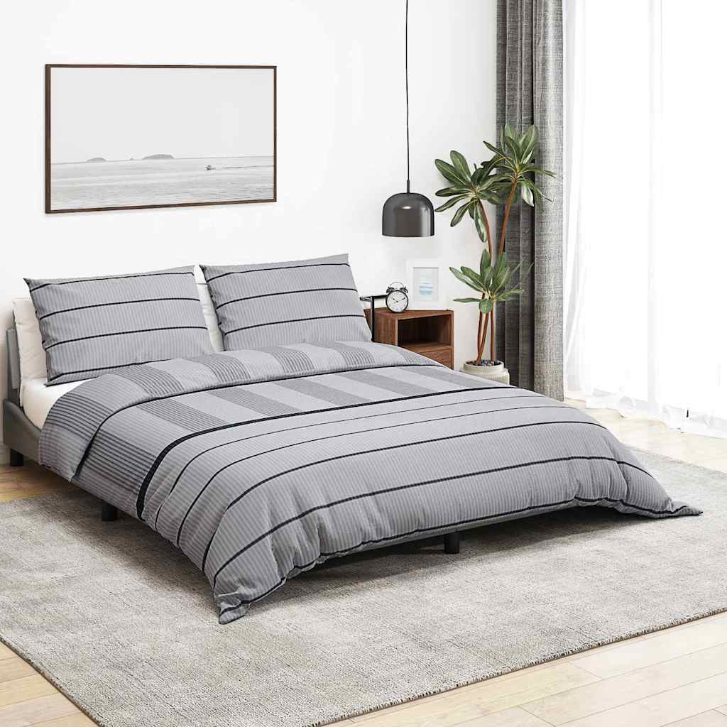 Bettwäsche-Set Grau 225x220 cm Baumwolle