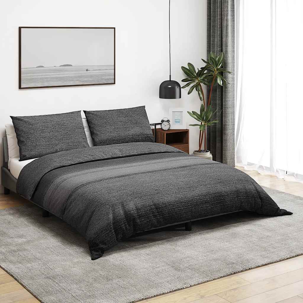 Bettwäsche-Set Dunkelgrau 260x240 cm Baumwolle