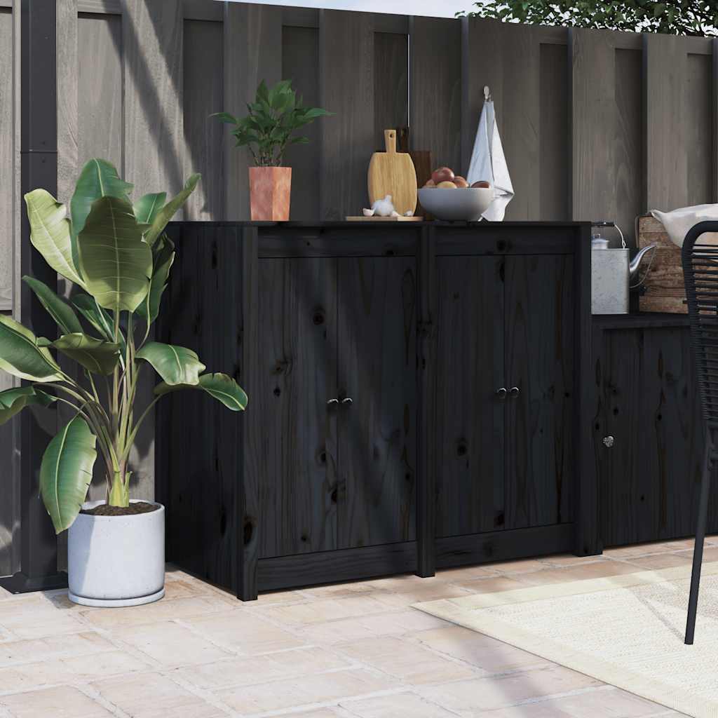 Türen für Outdoor-Küche MEPPEL 2 Stk. Schwarz 50x9x82 cm Kiefernholz