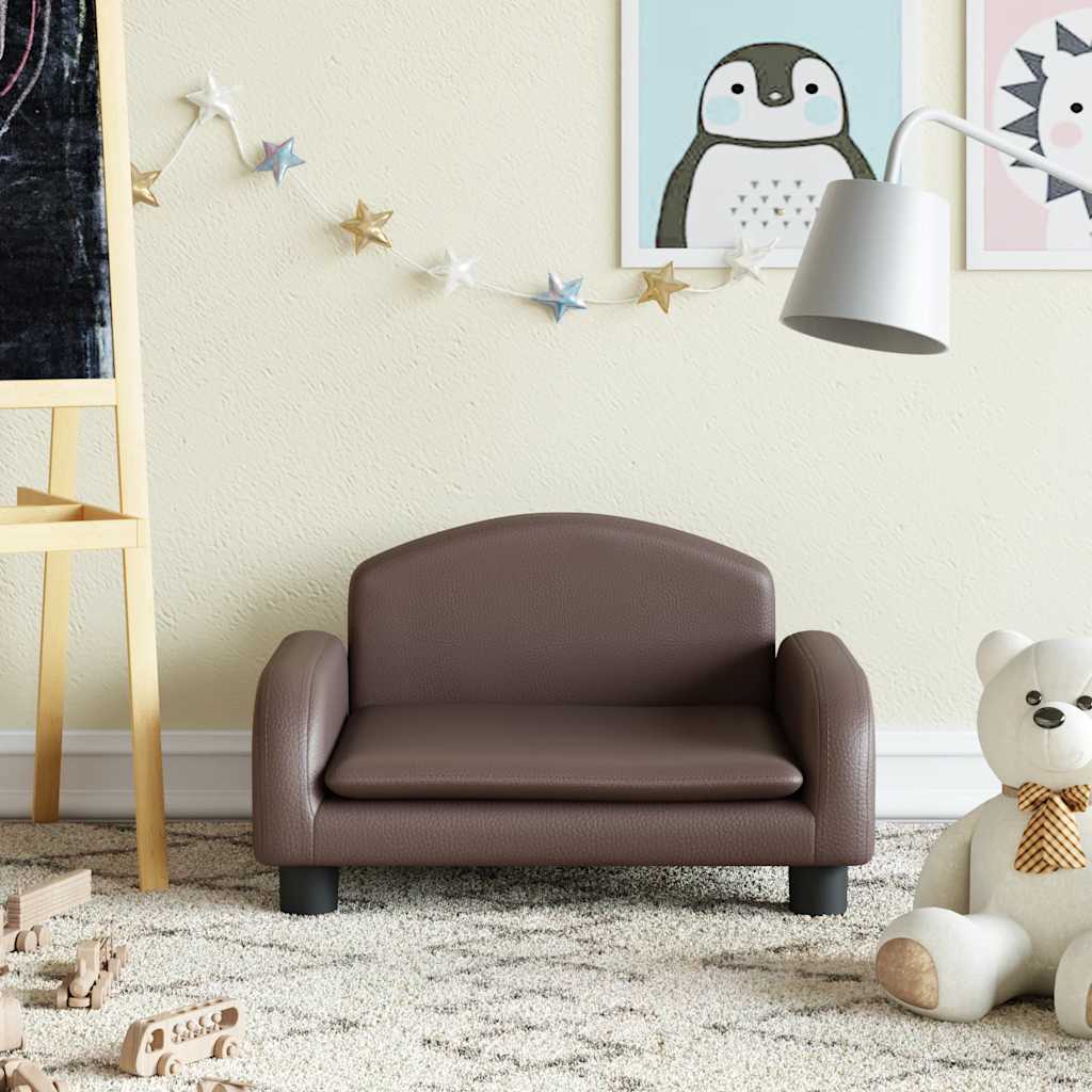 Kindersofa Braun 50x40x30 cm Kunstleder
