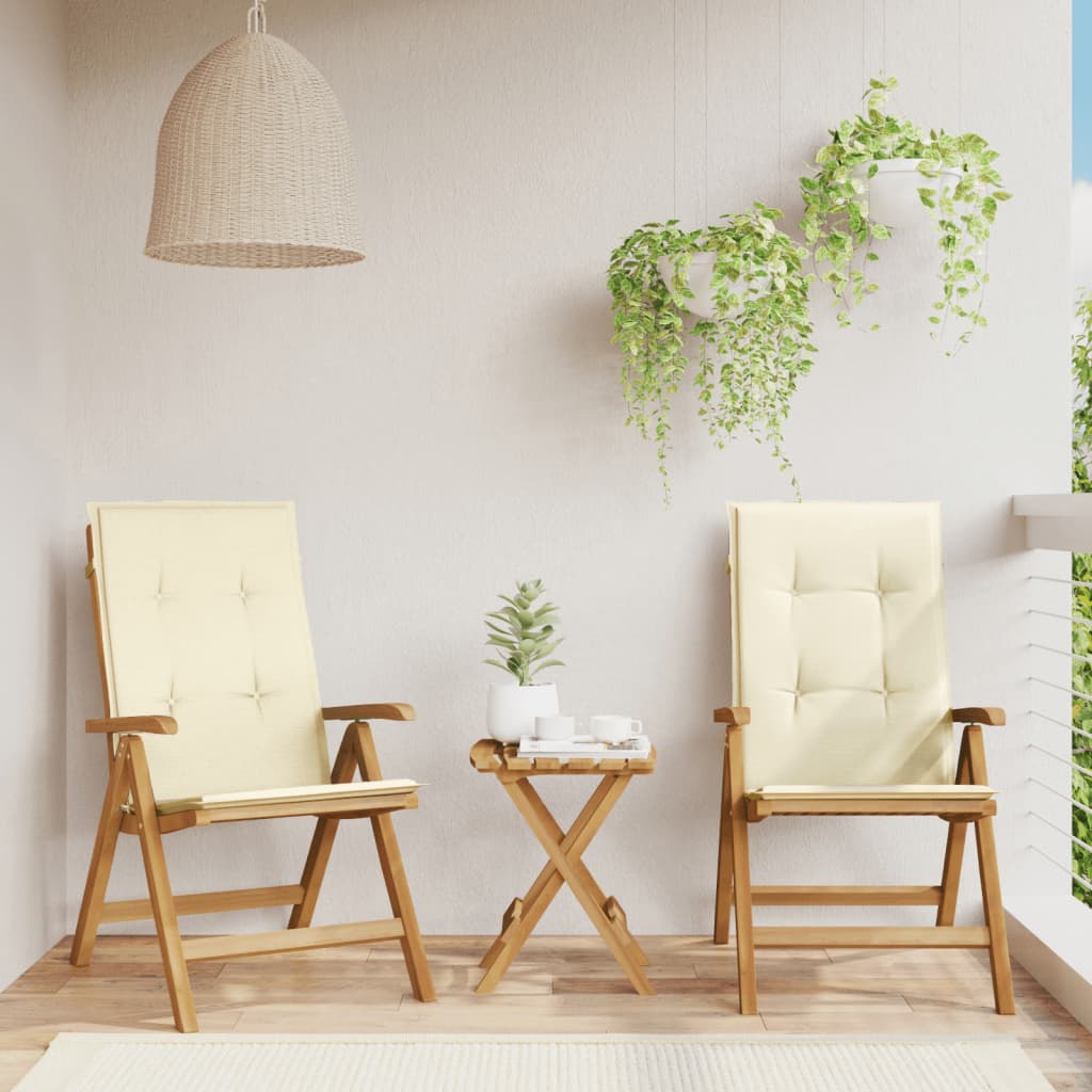 Klappstühle mit Kissen, 2 Stück, Massivholz Teak