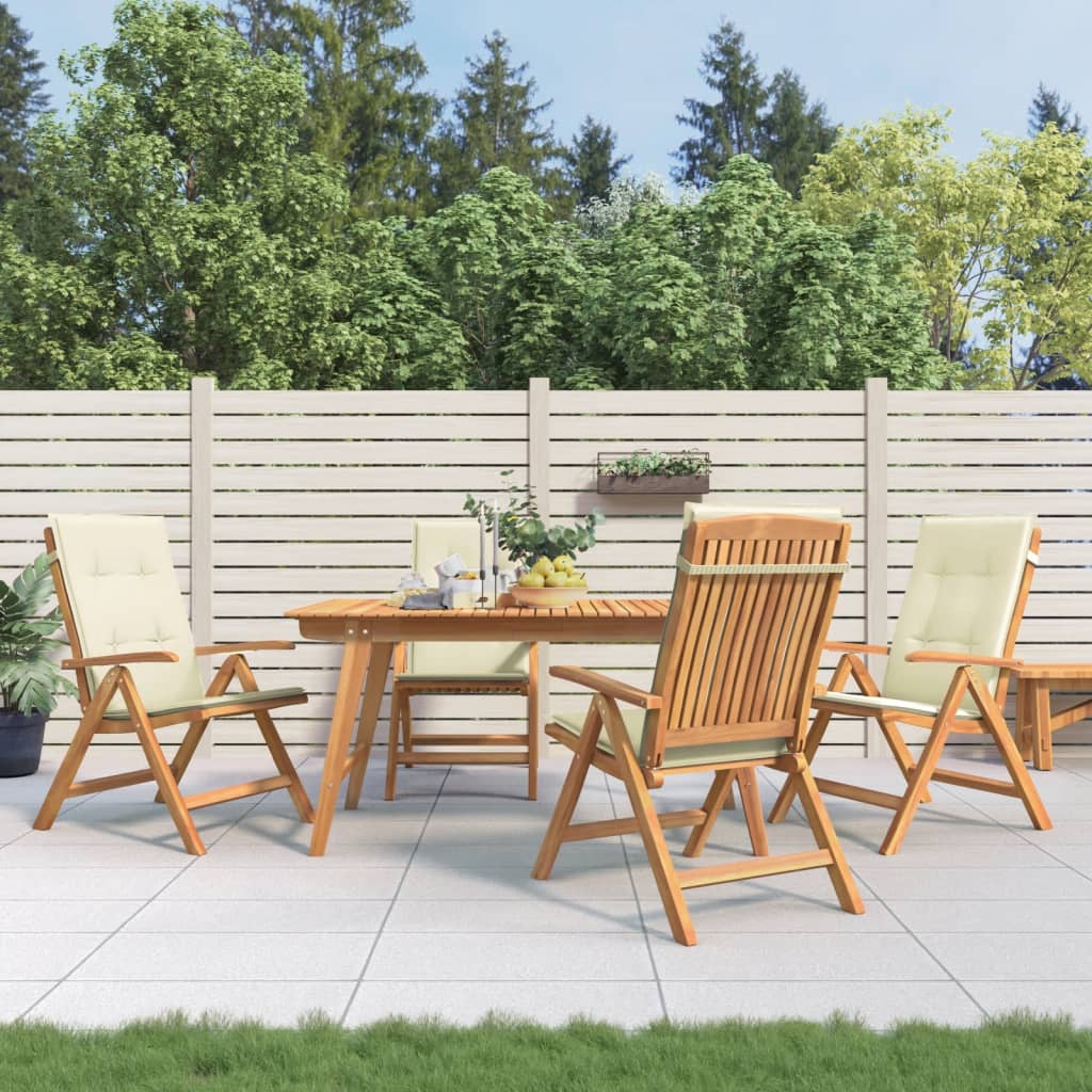 Verstellbare Klappstühle mit Kissen, 4-teilig, Massivholz Teak