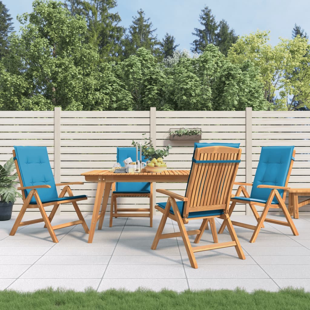 Verstellbare Klappstühle mit Kissen, 4-teilig, Massivholz Teak