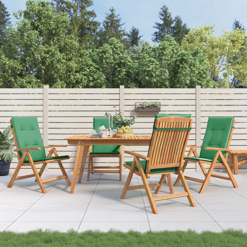 Verstellbare Klappstühle mit Kissen, 4-teilig, Massivholz Teak