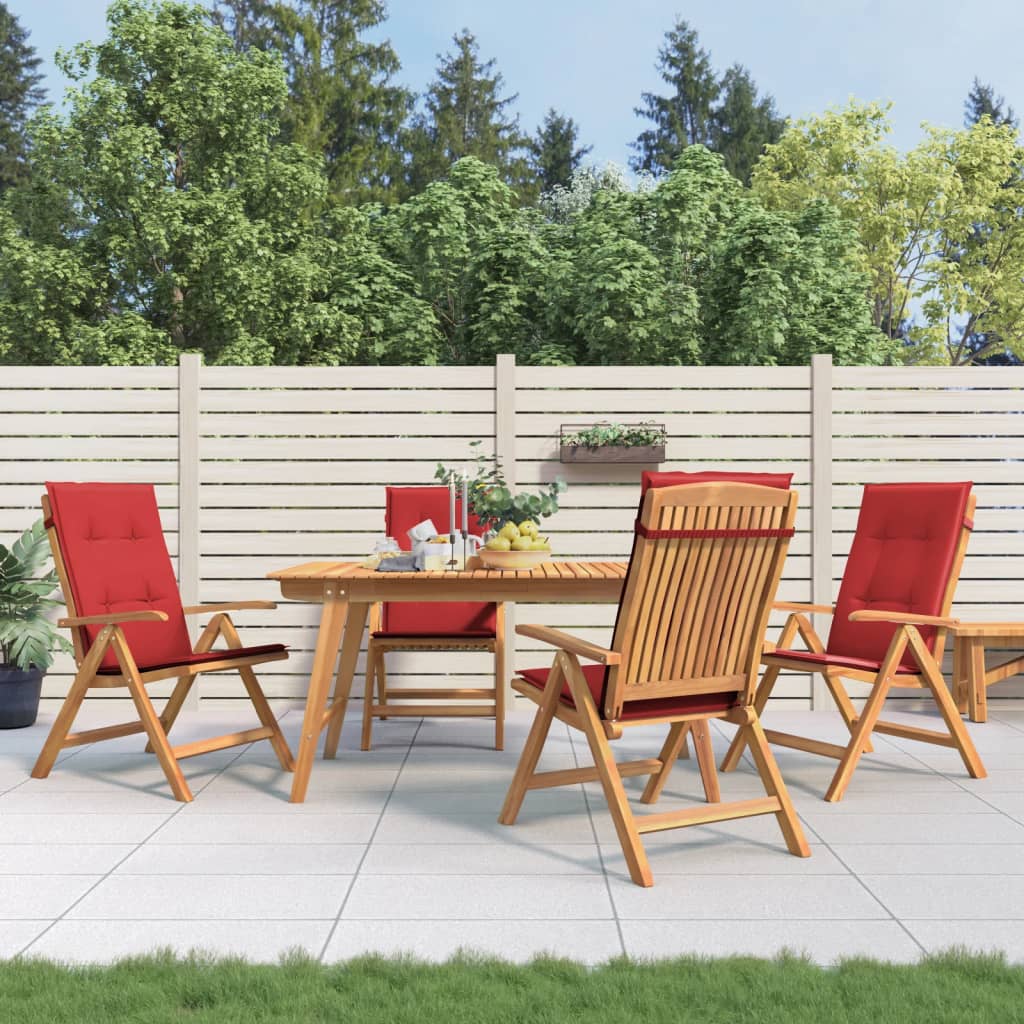 Verstellbare Klappstühle mit Kissen, 4-teilig, Massivholz Teak
