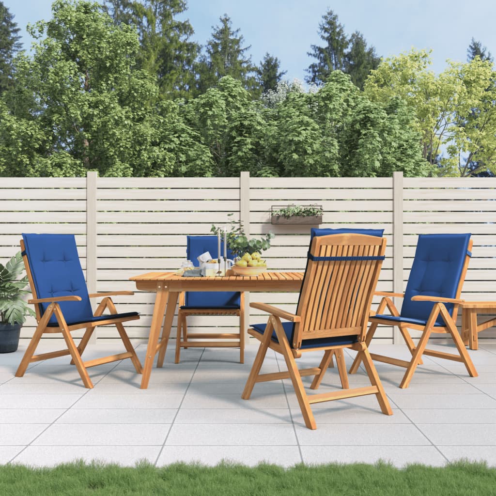 Verstellbare Klappstühle mit Kissen, 4-teilig, Massivholz Teak