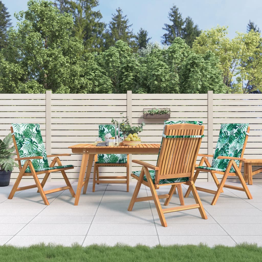 Verstellbare Klappstühle mit Kissen, 4-teilig, Massivholz Teak